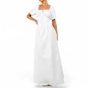 Boohoo Poplin Maxi Milkmaid Dress Women’s 8 White